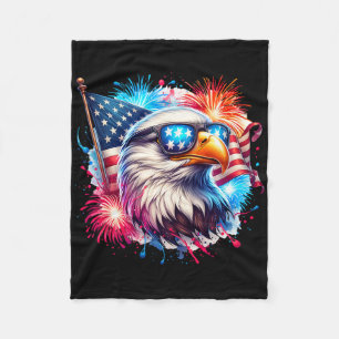 4 juli Patriotisk Vitörnad USA Amerikansk Flagga F Fleecefilt