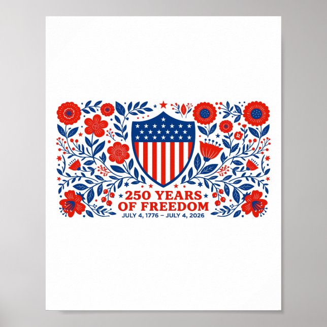 4 juli Patriotiska 250-årsjubileum 250 år  Poster (Framsidan)