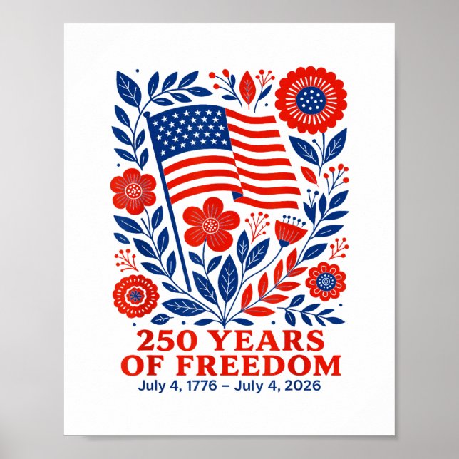 4 juli Patriotiska 250-årsjubileum 250 år  Poster (Framsidan)