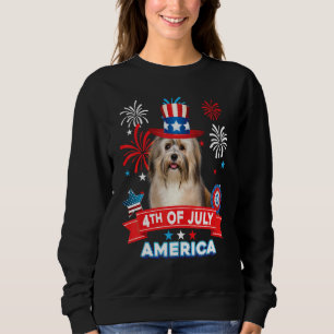4 juli Patriotiska Dag Havanesiska Hundar Självstä T Shirt
