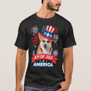 4 juli Patriotiska dagen Corgi Hund Självständighe T Shirt