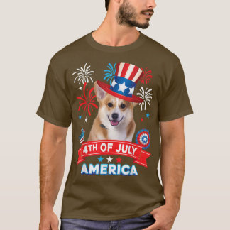 4 juli Patriotiska dagen Corgi Hund Självständighe T Shirt