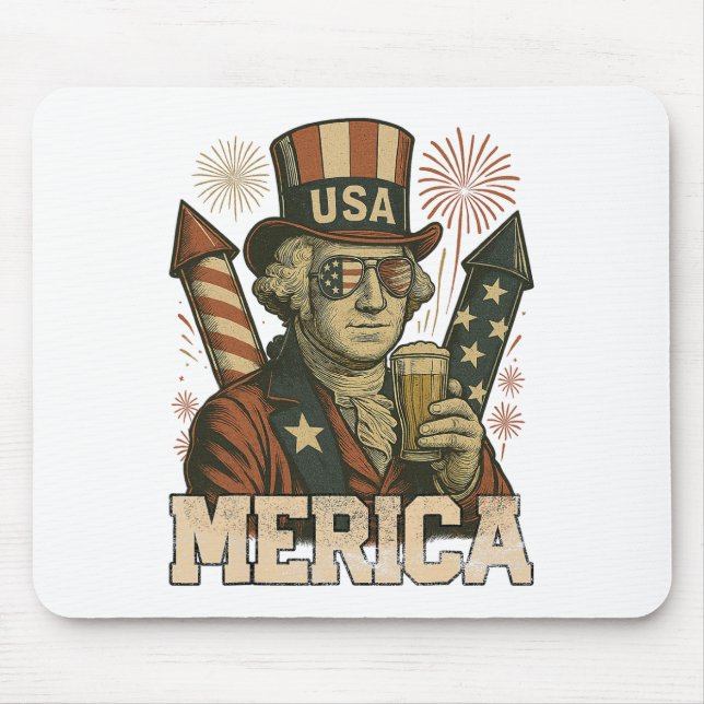 4 juli patriotiska Merica George Washington juli Musmatta (Framsidan)