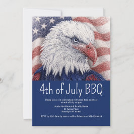 4 juli Patriotiska Röda Vita Blåa Flaggan USA Gril Inbjudningar