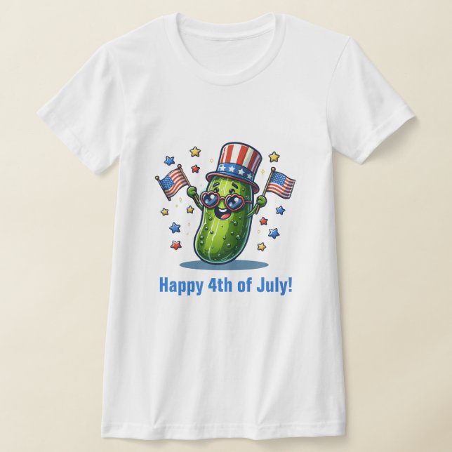 4 juli Pickle Tecknade figurer T Shirt (Laydown)