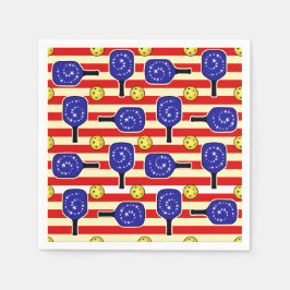 4 juli Pickleball Rött vitt blått Gult Bollar Pappersservett