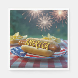 4 juli picknick med fyrverkerier pappersservett