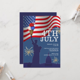 4 juli pool BBQ Grillfest Glass Glass Familjefest Inbjudningar