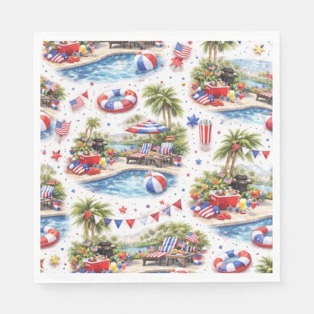 4 juli poolparty i Florida Pappersservett (Framsidan)