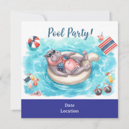 4 juli poolparty med flodhäst i bikini spara datumet