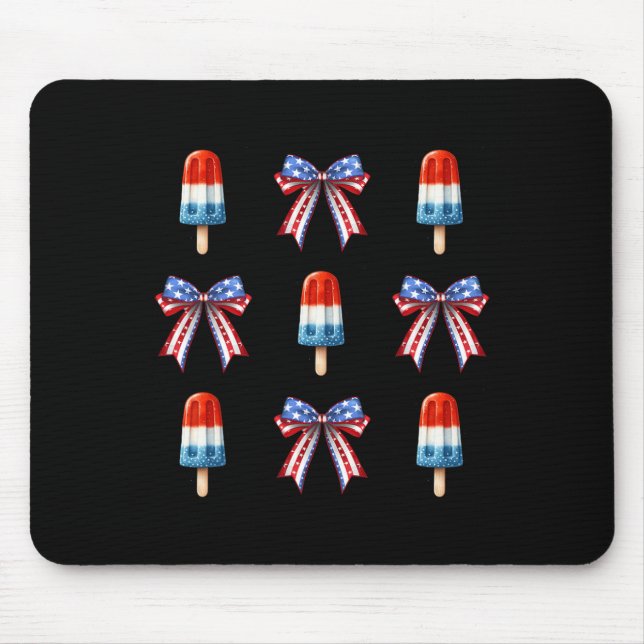 4 juli Popsicle Bows Coquette American Flagga P Musmatta (Framsidan)