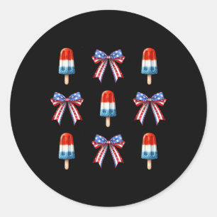 4 juli Popsicle Bows Coquette American Flagga P Runt Klistermärke