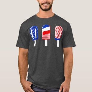 4 juli Popsicle Rött vitt blått American Flagga T Shirt