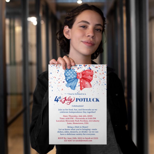 4 juli potluck-inbjudan reklamblad (Skapare uppladdad)
