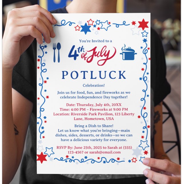4 juli Potluck Reklamblad (Skapare uppladdad)