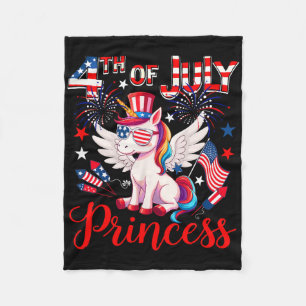 4 juli prins Cute Unicorn Sungles US Flagga Fi Fleecefilt