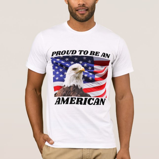 4 JULI PROUD AMERIKANSKA PATRIOTISKA T-SHIRTS (Framsida)