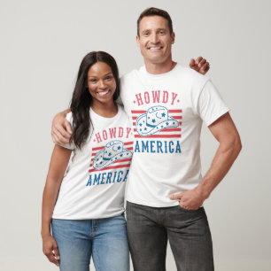 4 JULI RETRO HOWDY AMERICA WESTERN T SHIRT
