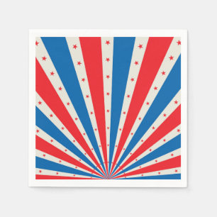4 juli: Retro Stars och stripes Napkins Pappersservett