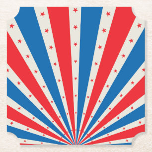 4 juli: Retro Stars och stripes Pappra Tallrikar Underlägg Papper