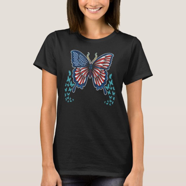 4 juli röd blå vit färg självständighetsdag Gra T Shirt (Framsida)