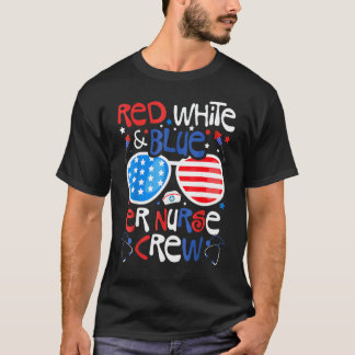 4 juli röd vit blå Er-sjuksköterske besättning Pat T Shirt