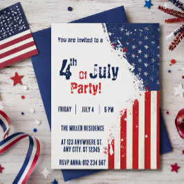 4 juli röd vit blå USA flagg fest Inbjudningar