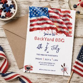 4 juli röd vit blå USA grillfest Inbjudningar
