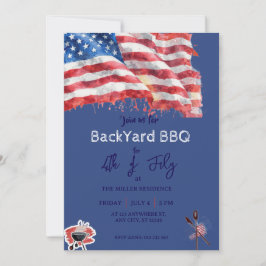 4 juli röd vit blå USA grillfest Inbjudningar