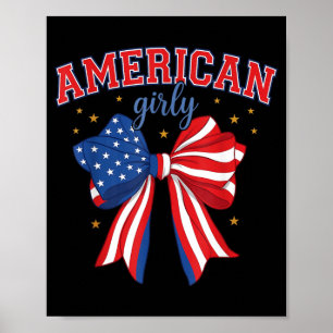 4 juli röd vit och blå amerikansk flickaktig poster
