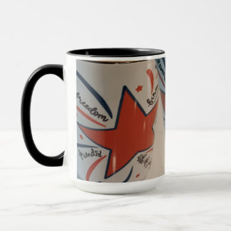 4 juli röd vit och blå mugg