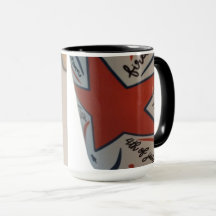 4 juli röd vit och blå mugg