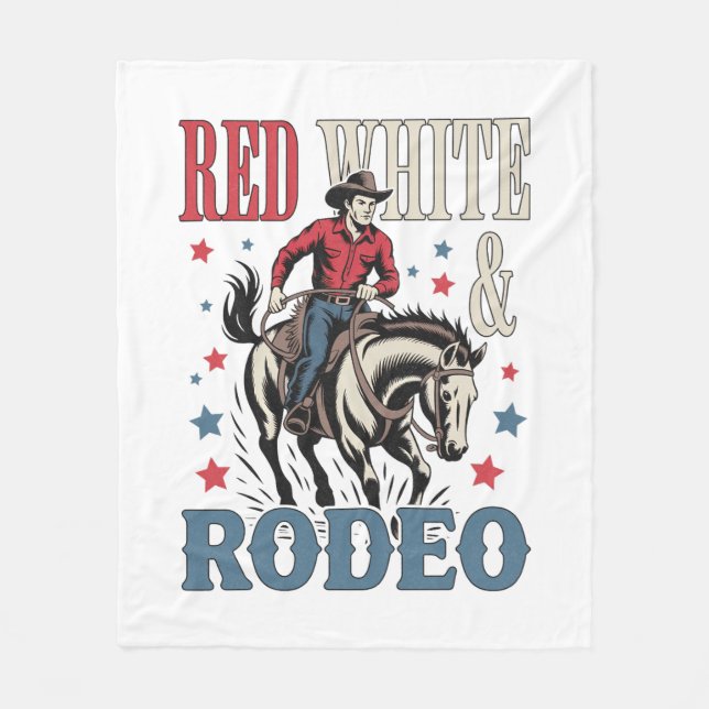 4 juli Rodeo Cowboye Fleecefilt (Framsidan)