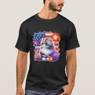 4 juli Rolig Meowica Perser Katt Ägare T Shirt