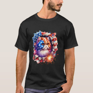4 juli Rolig Meowica Perser Katt Kittel Hål T Shirt
