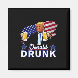 4 juli roliga drickande presidenter - Donald Dru Magnet
