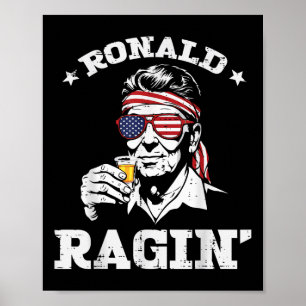 4 juli Ronald Ragin Funny juli Fjärde Party Poster