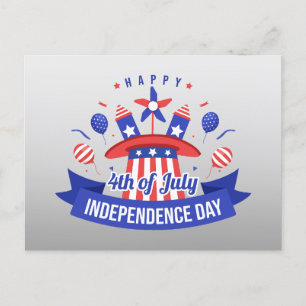 4 juli Rött vitt blått Lycklig Independence day Helg Vykort