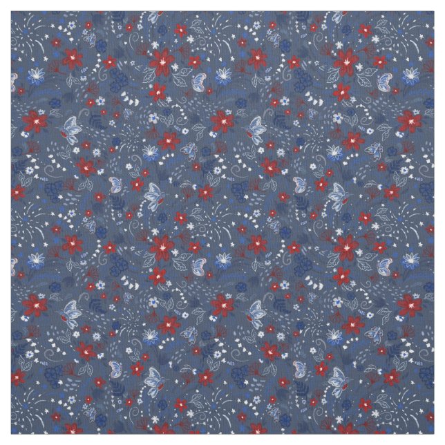 4 juli, Rött vitt blått oberoende patriotisk Tyg (Provkarta)