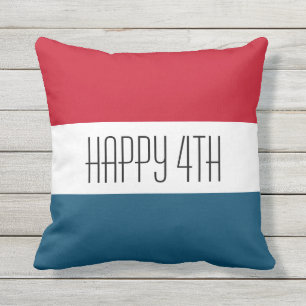 4 juli Rött vitt blått Rand Patriotic Kudde