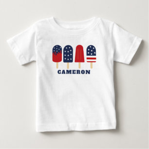 4 juli Rött vitt blått stjärnor Rand Popsicle T Shirt
