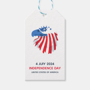 4 juli Rött vitt blått USA Independence day Presentetikett