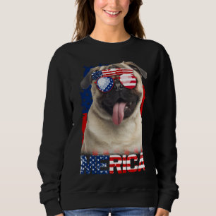 4 juli: Shirt American Flagga Pugs Hund älskare Cl T