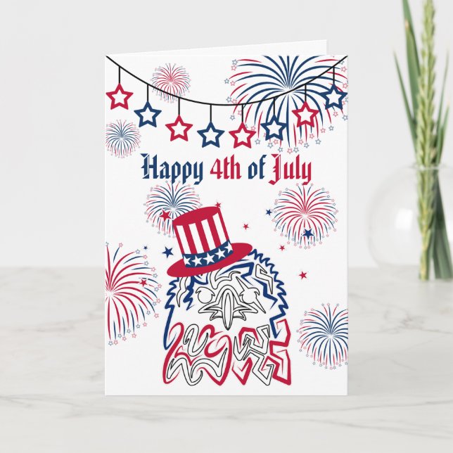 4 juli självständighetsdag amerikansk örn kort (Framsida)