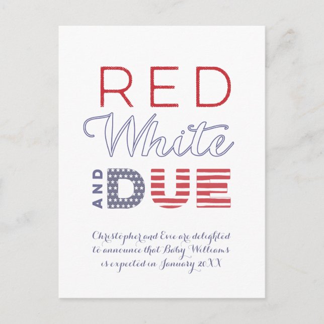 4 juli självständighetsdag arbetsdag Graviditet Meddelande Vykort (Framsida)