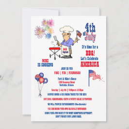 4 juli självständighetsdag BBQ fyrverkerier Inbjudningar