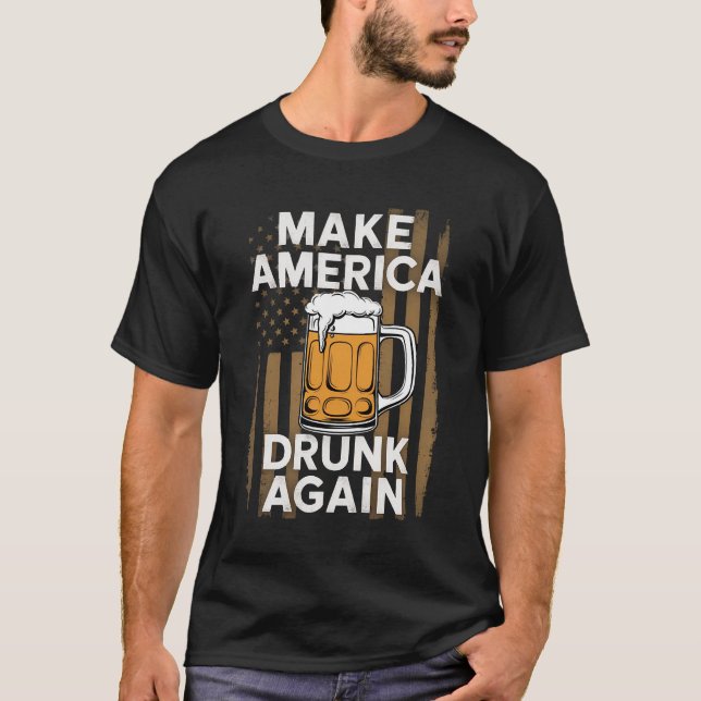 4 juli självständighetsdag dricker öl t shirt (Framsida)