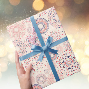 4 juli självständighetsdag fyrverkerier mönster presentpapper
