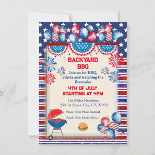 4 juli självständighetsdag grillfest design inbjudningar