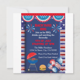 4 juli självständighetsdag Grillfest design Inbjudningar